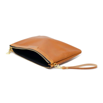 Oversized Diana 2 in 1 Clutch - Tan Leather