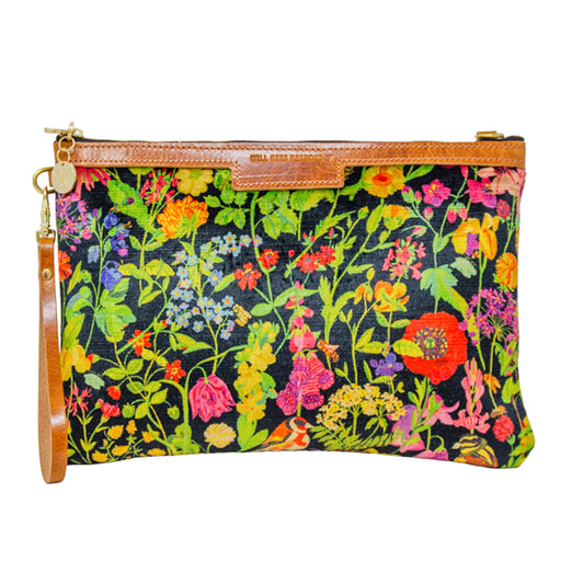 Oversized Diana 2 in 1 Clutch - Woven Meadow in Bramble - Will Bees Bespoke