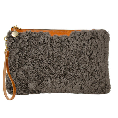 Oversized Diana 2 in 1 Clutch - Charcoal Sheepskin