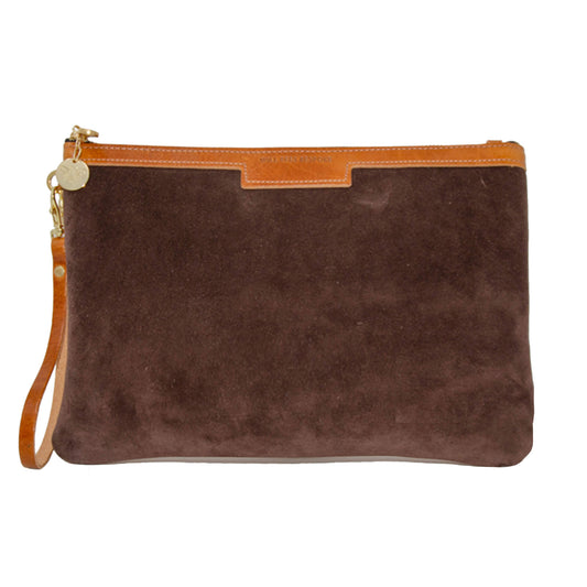 Oversized Diana 2 in 1 Clutch - Chocolate Suede