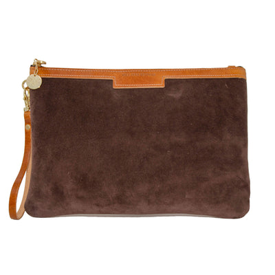 Oversized Diana 2 in 1 Clutch - Chocolate Suede