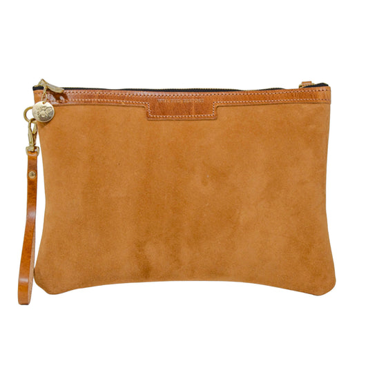 Oversized Diana 2 in 1 Clutch - Light Tan Suede