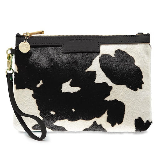Diana 2 in 1 Clutch - Black Cow Print - Black Leather
