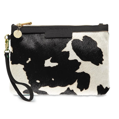 Diana 2 in 1 Clutch - Black Cow Print - Black Leather