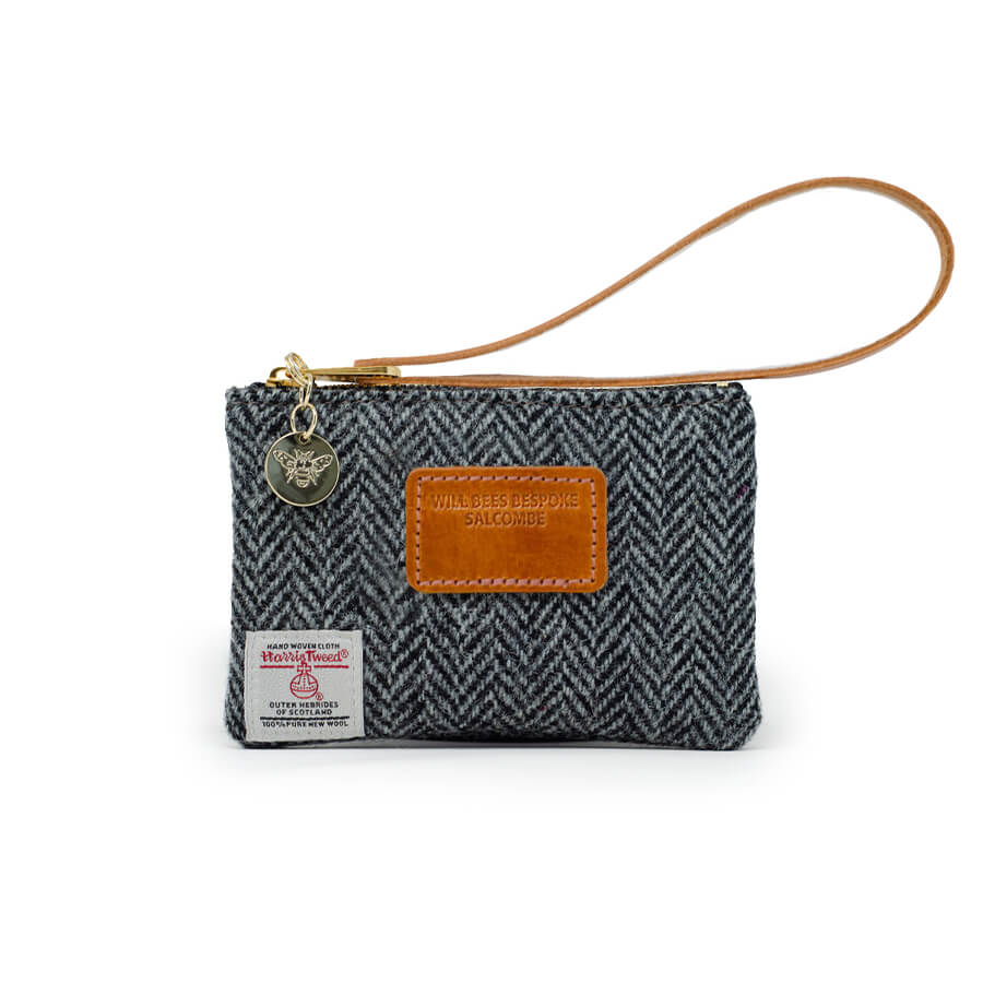Jane Coin Purse - Harris Tweed® Grey Herringbone - Will Bees Bespoke