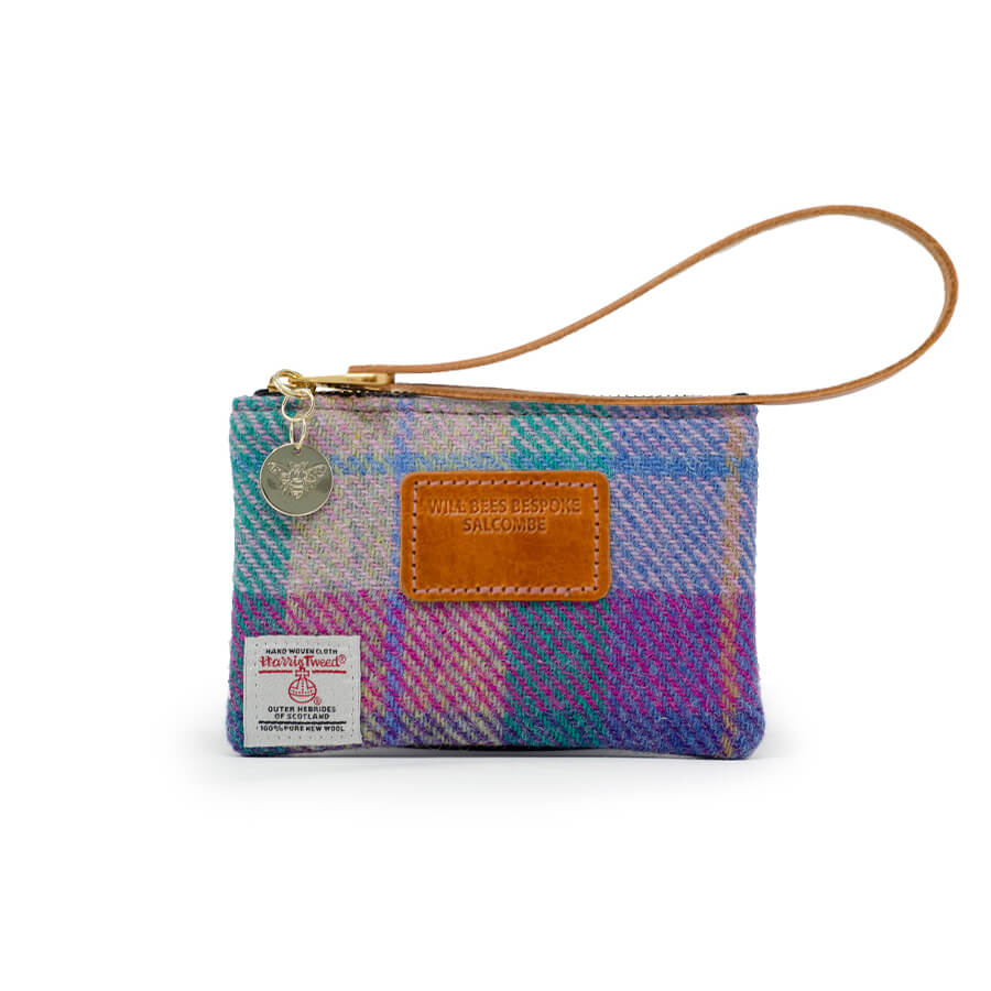 Jane Coin Purse - Harris Tweed® Pink & Purple - Will Bees Bespoke