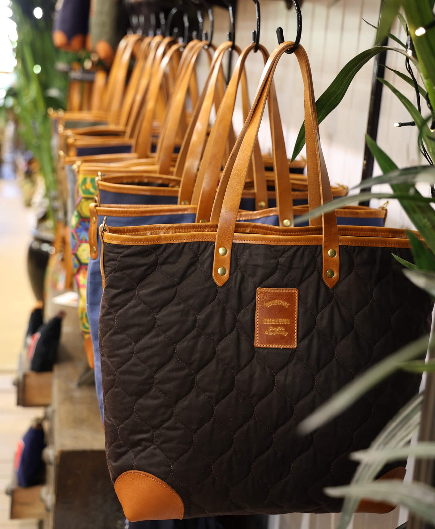 Large Tote - Quilted Oilskin in Brown