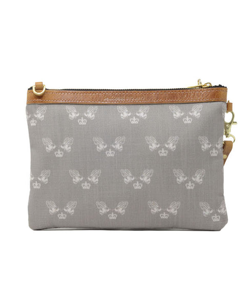 Diana 2 in 1 Clutch - Bee Print in Grey Recycled - Will Bees Bespoke
