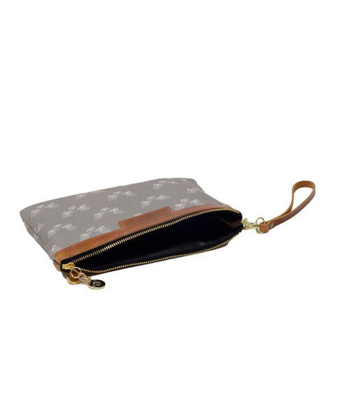 Diana 2 in 1 Clutch - Bee Print in Grey Recycled - Will Bees Bespoke