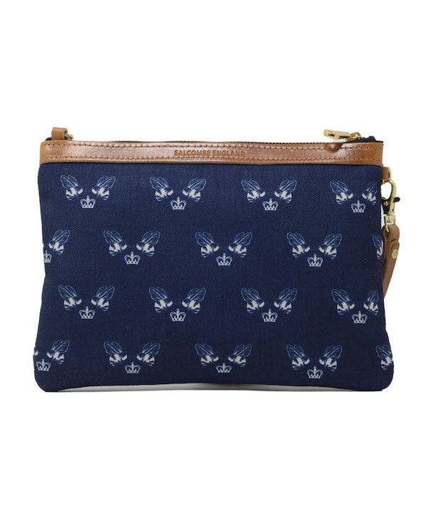 Diana 2 in 1 Clutch - Bee Print in Navy Recycled