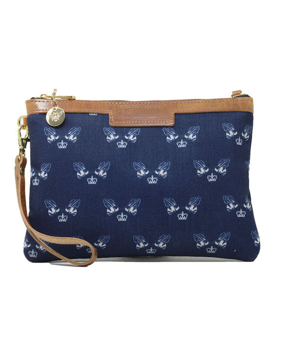 Diana 2 in 1 Clutch - Bee Print in Navy Recycled