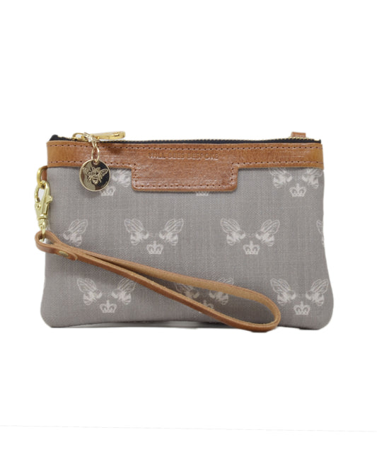 Mini Diana 2 in 1 Clutch - Bee Print in Grey Recycled - Will Bees Bespoke