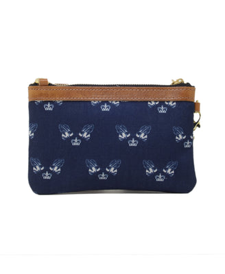 Mini Diana 2 in 1 Clutch - Bee Print in Navy Recycled - Will Bees Bespoke