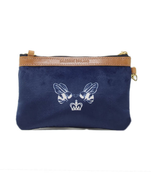 Mini Diana 2 in 1 Clutch - Royal Bee in Navy Velvet - Will Bees Bespoke