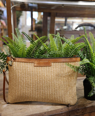 Oversized Diana 2 in 1 Clutch - Raffia in Natural