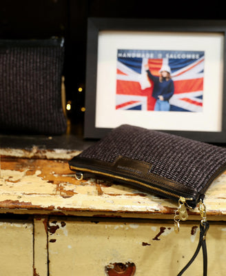 Diana 2 in 1 Clutch - Raffia in Black
