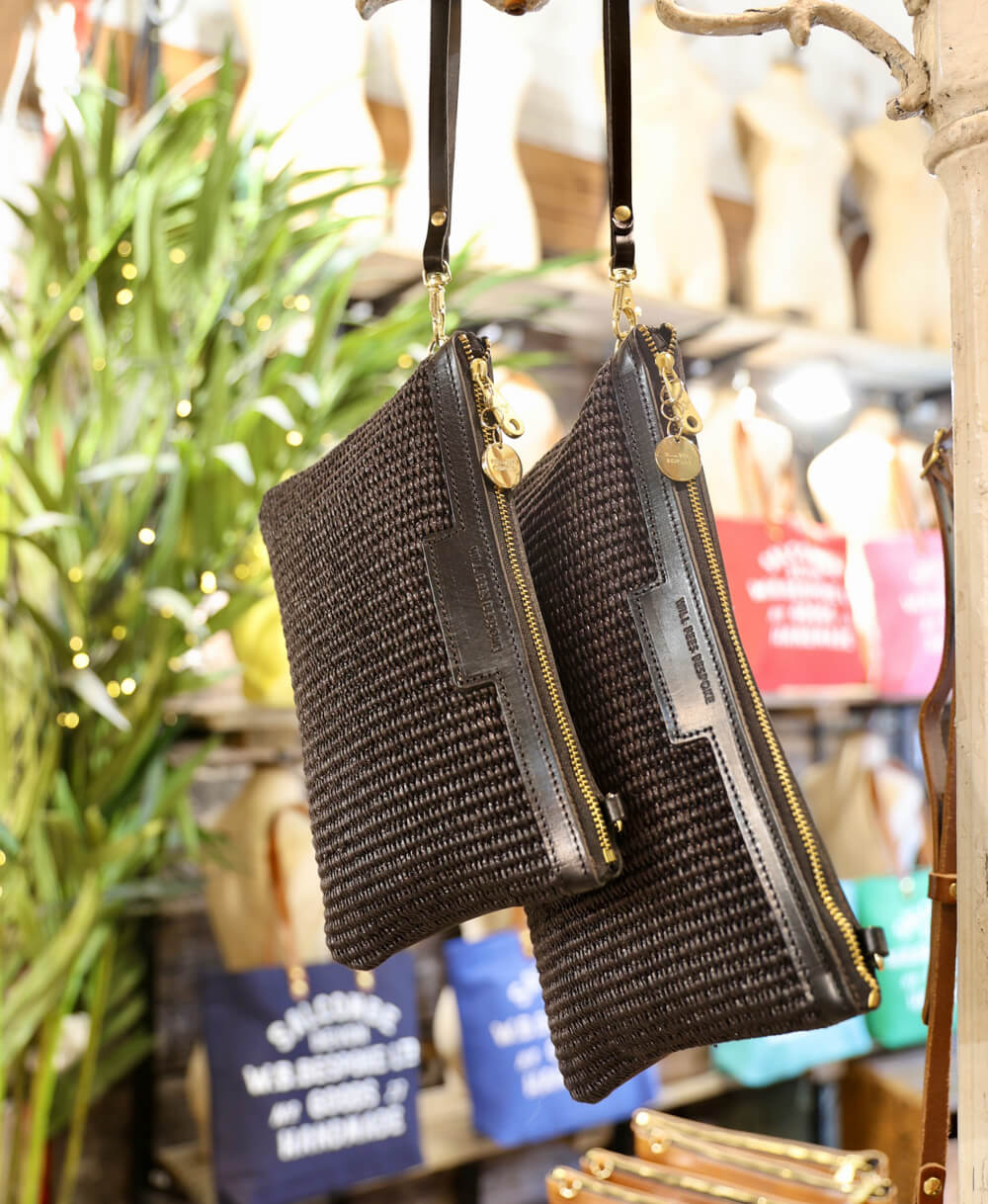 Diana 2 in 1 Clutch - Raffia in Black
