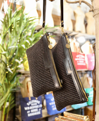 Diana 2 in 1 Clutch - Raffia in Black
