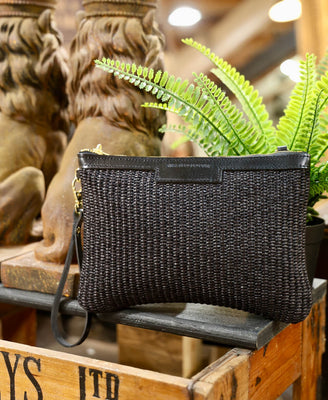Diana 2 in 1 Clutch - Raffia in Black