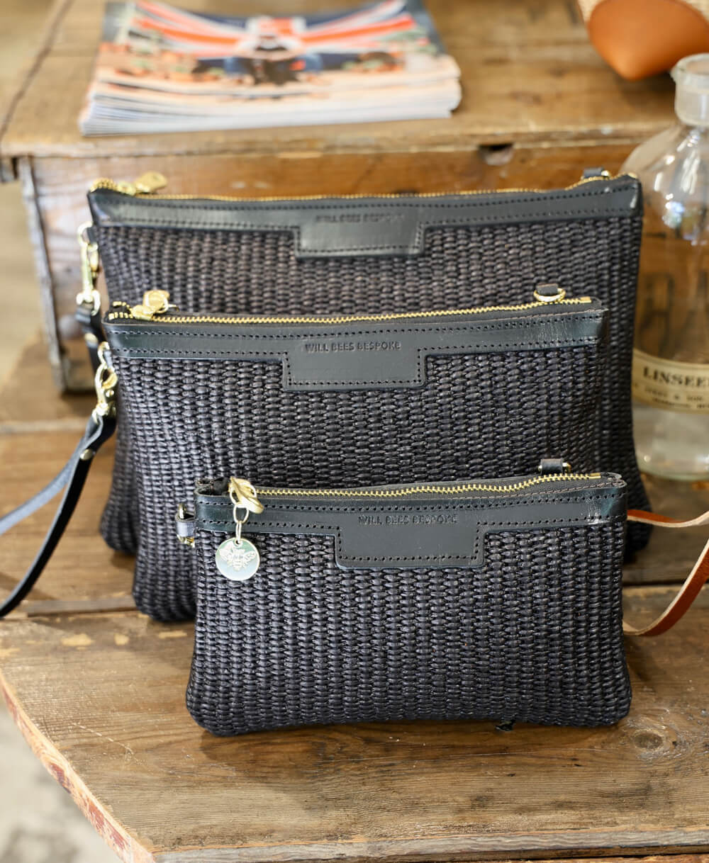 Mini Diana 2 in 1 Clutch - Raffia in Black