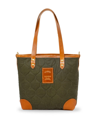 Small Tote - Quilted Oilskin in Green