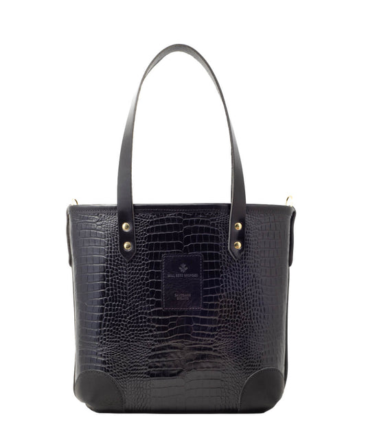 Small Tote - Black Croc - Black Leather