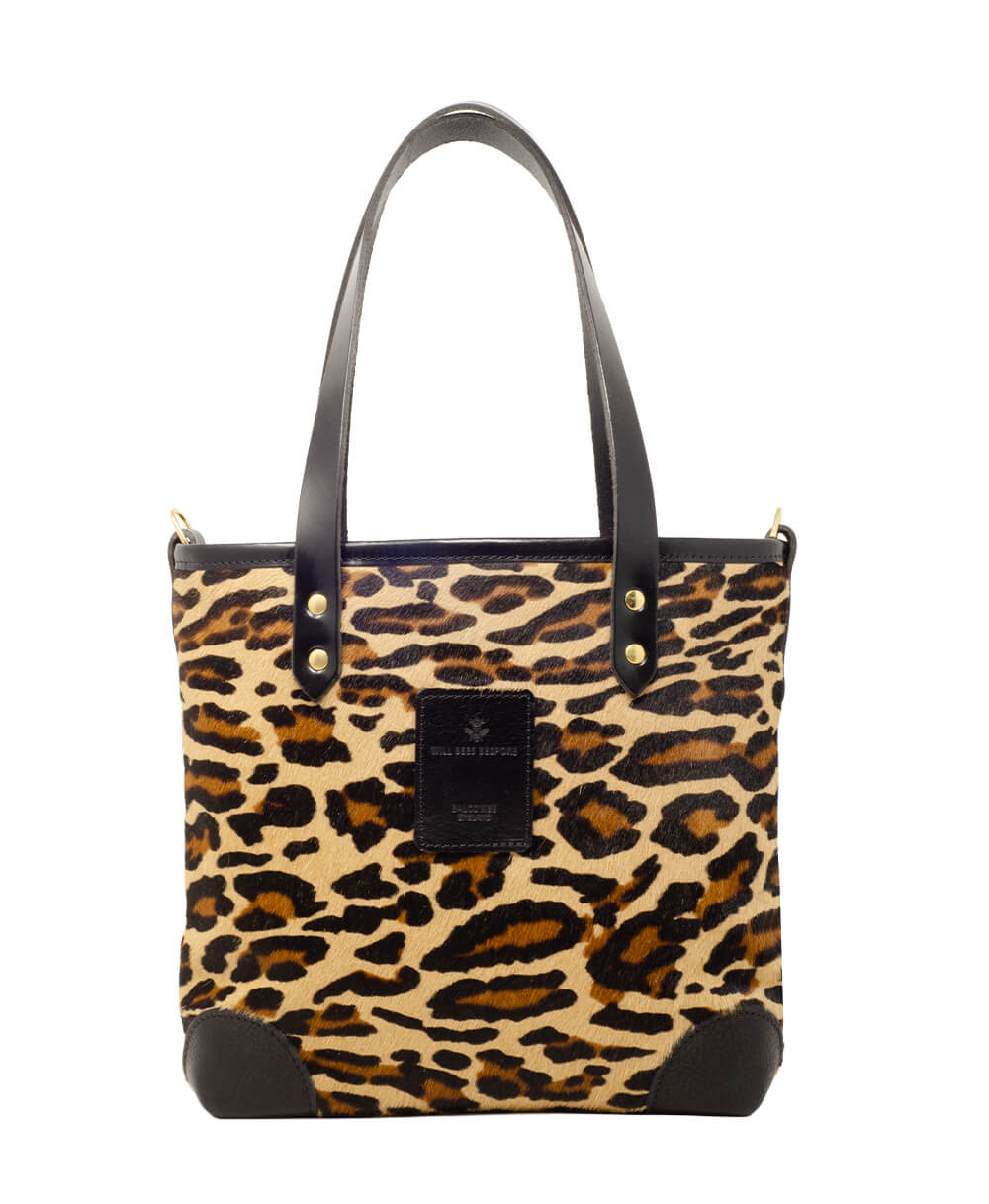 Small Tote - Leopard Print - Black Leather