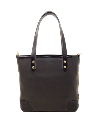 Small Tote - Leopard Print - Black Leather