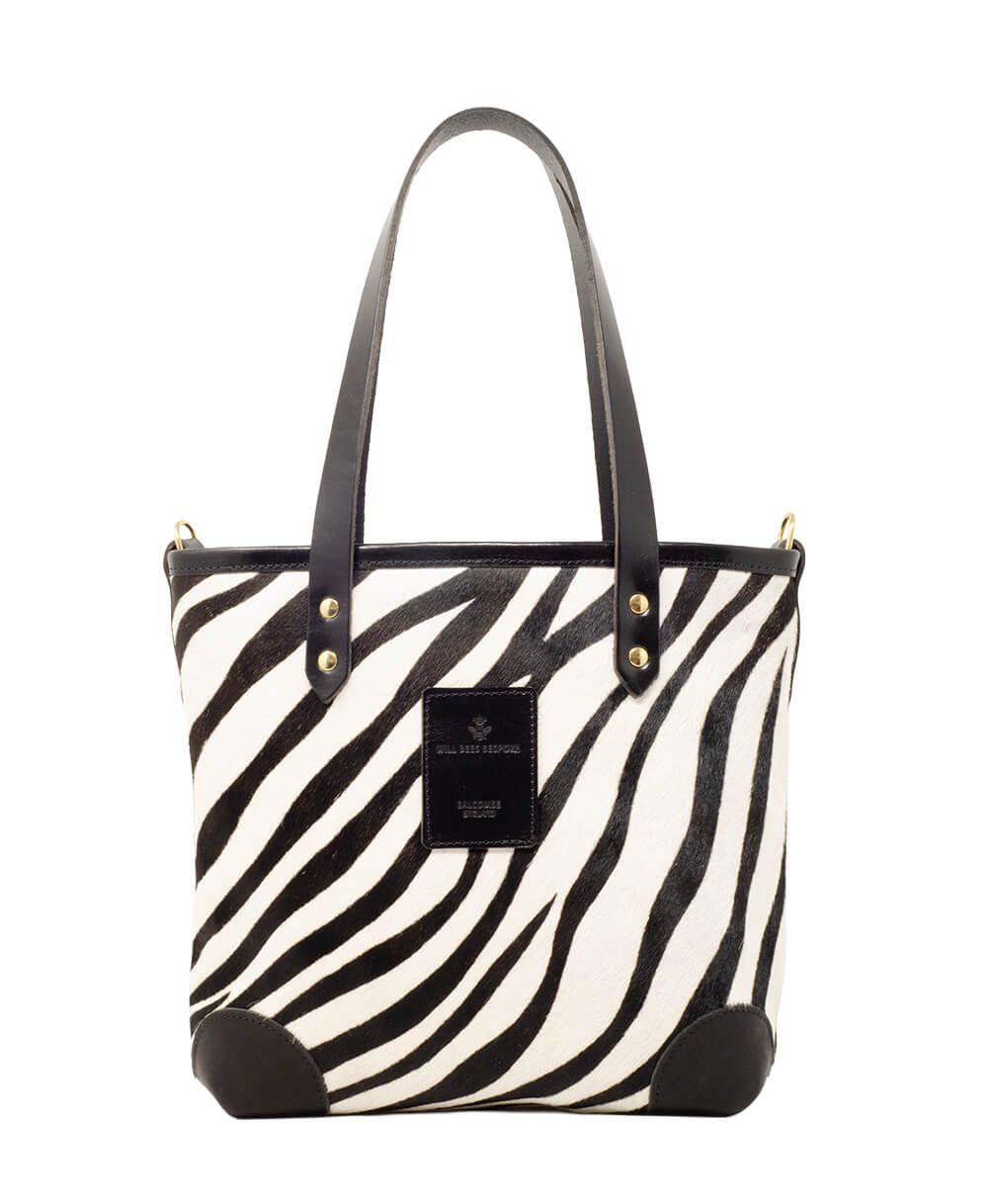 Small Tote - Zebra - Black Leather