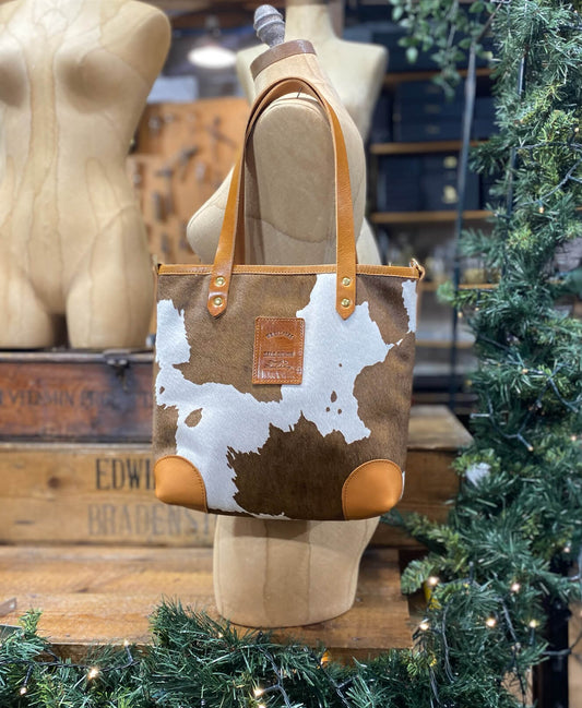 Small Tote - Brown Cow Print