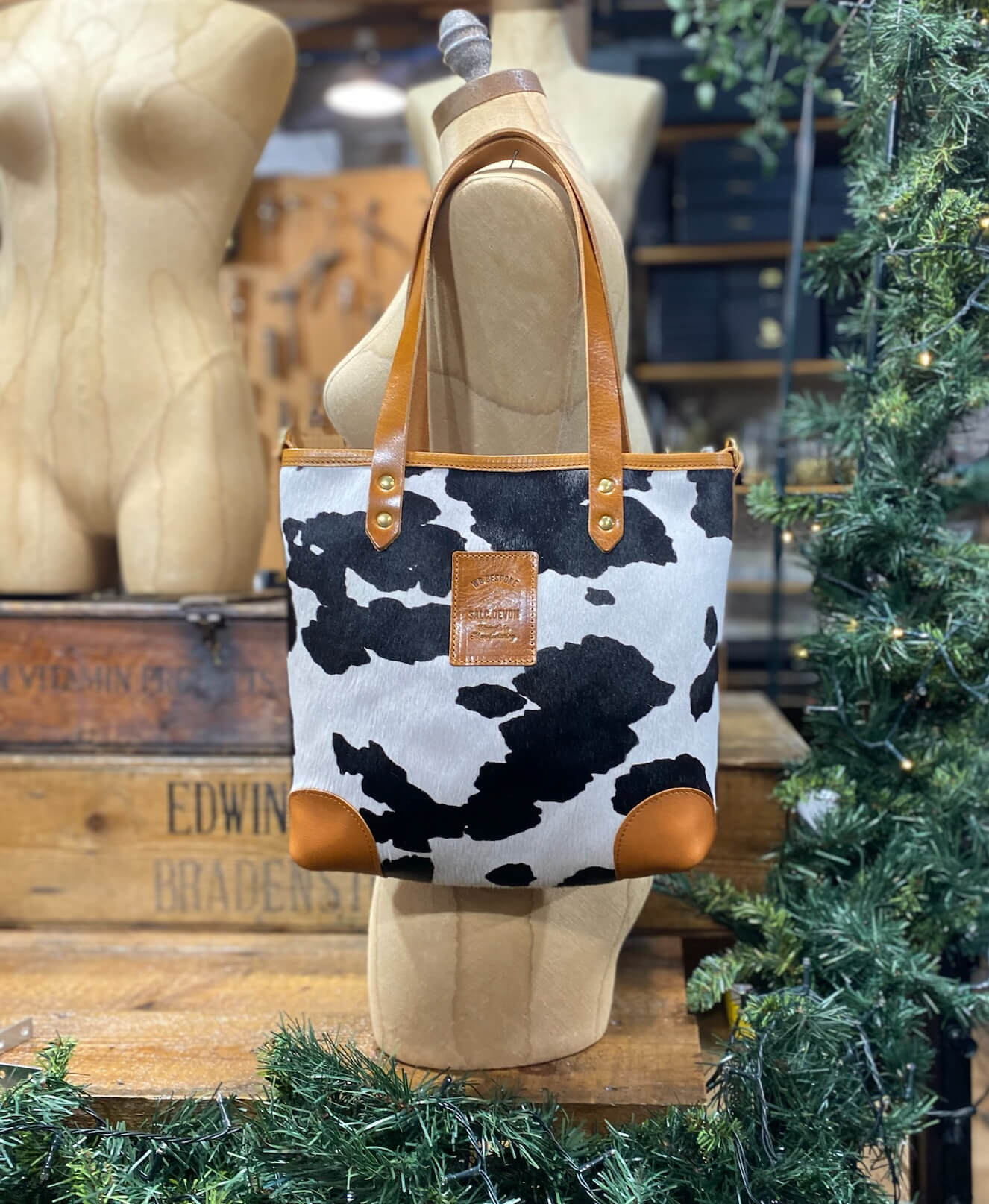 Small Tote - Black Cow Print