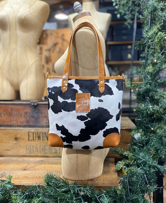 Small Tote - Black Cow Print