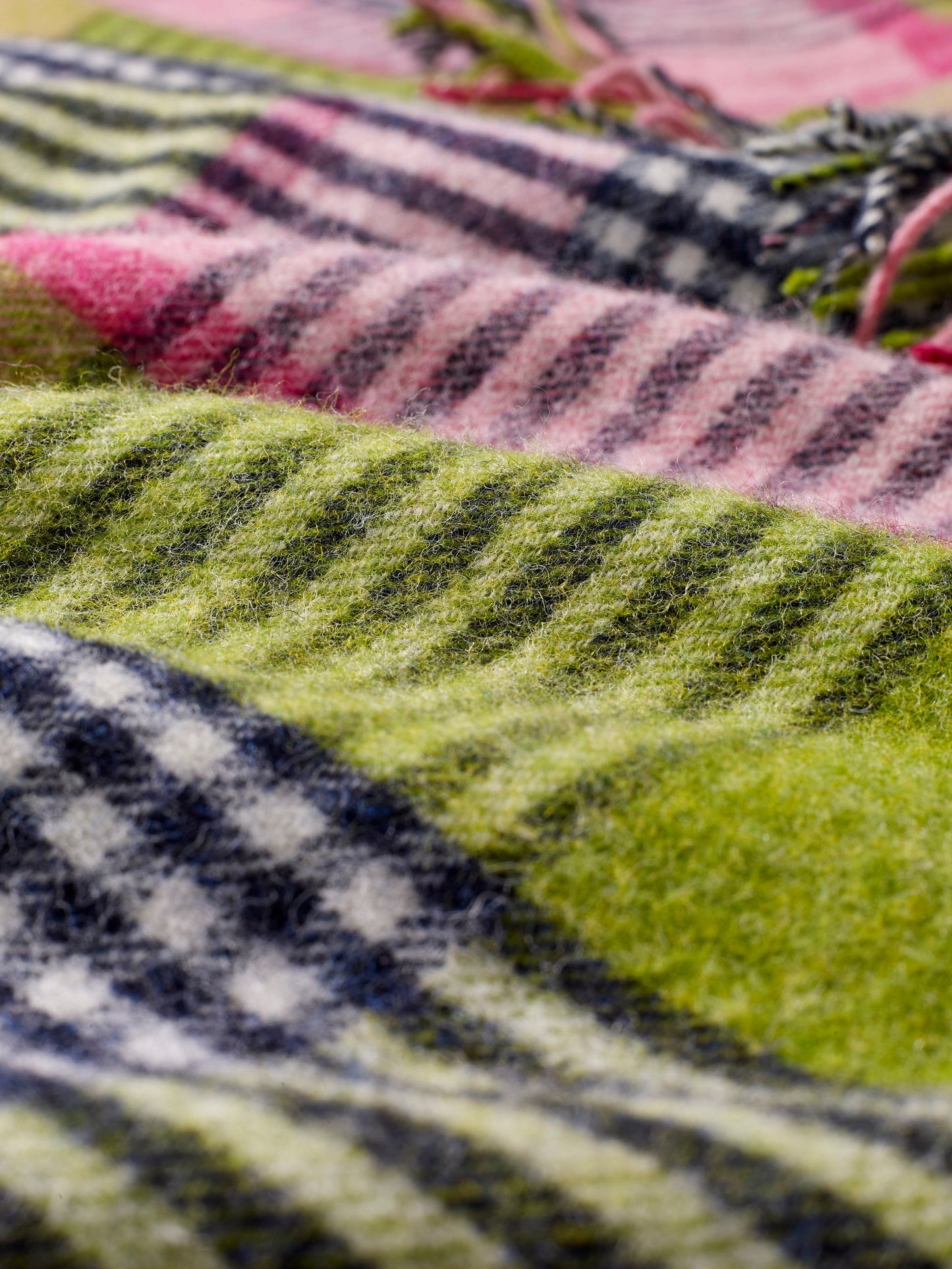 Throw - Pink & Green Check - Will Bees Bespoke