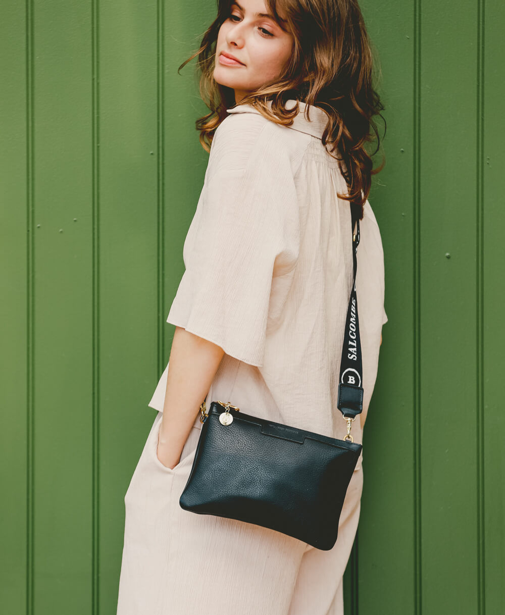 Cross Body Strap - Logo Strap in Black & White