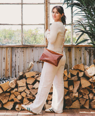 Oversized Diana 2 in 1 Clutch - Tan Croc