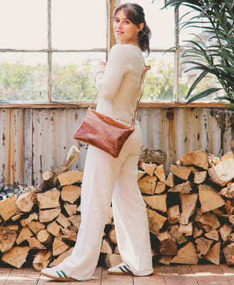 Oversized Diana 2 in 1 Clutch - Tan Croc