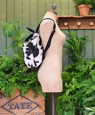Gertie Backpack - Black Cow Hair On Hide - Black Leather