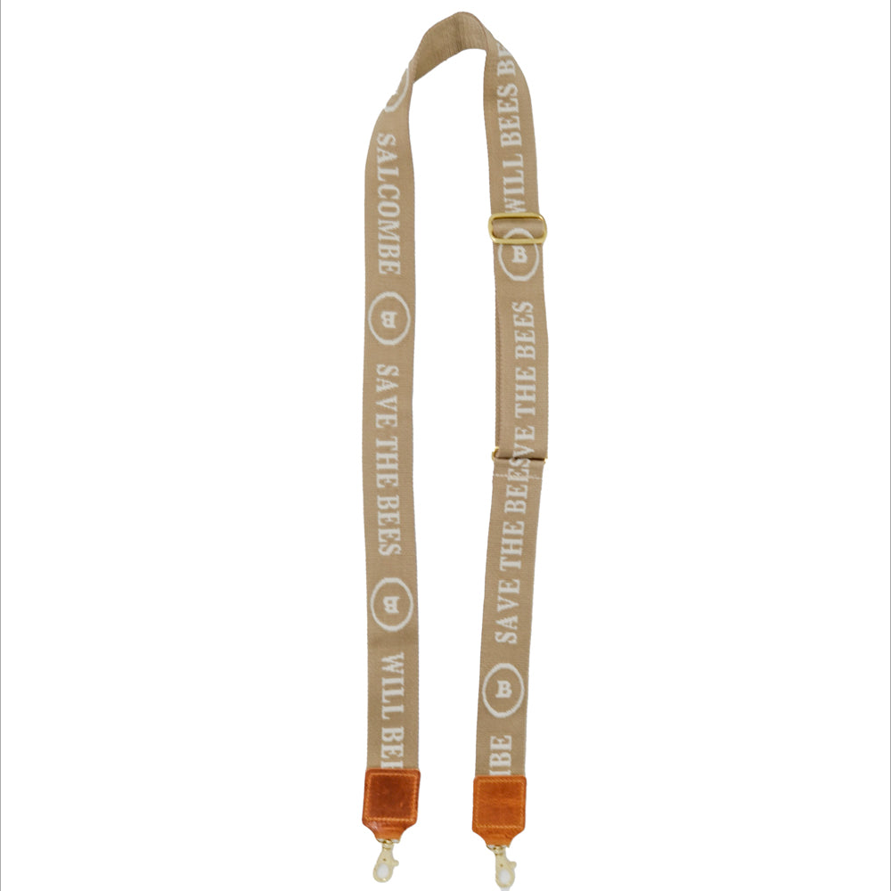 Cross Body Strap - Logo Strap in Camel & Ecru