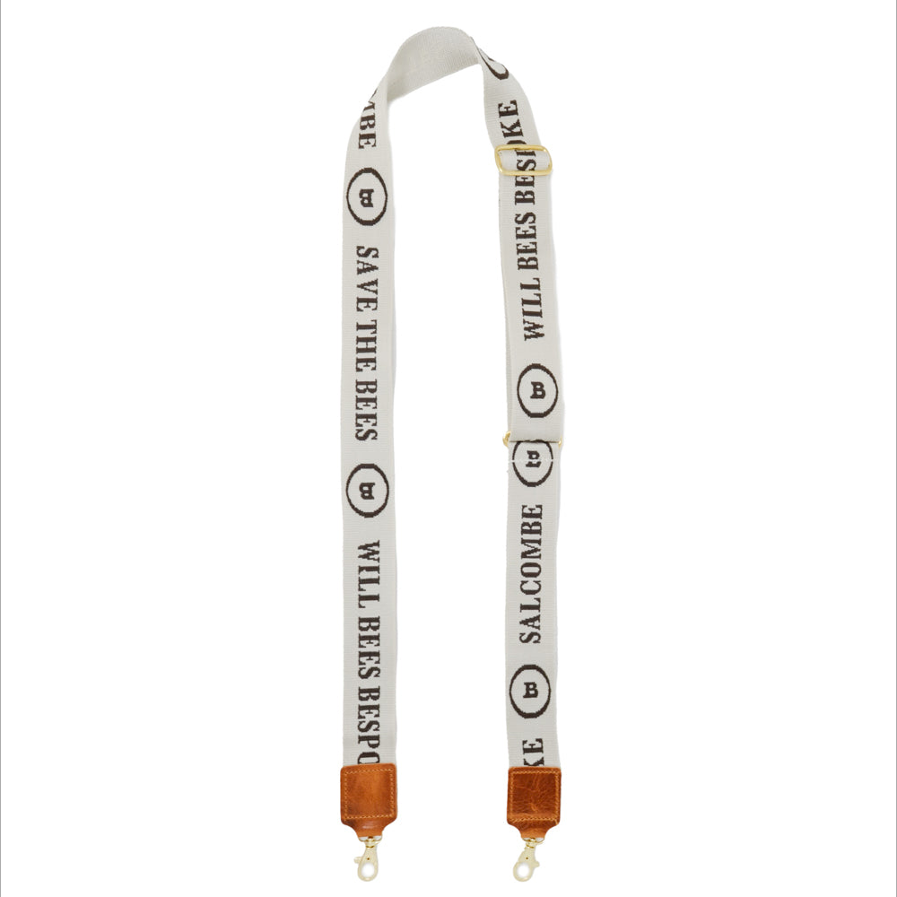 Cross Body Strap - Logo Strap in Ecru & Brown