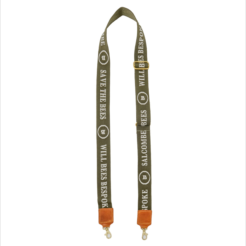 Cross Body Strap - Logo Strap in Khaki & Ecru