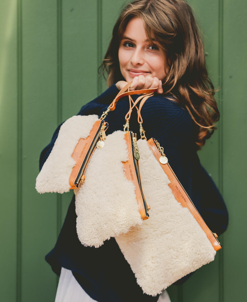 Mini Diana 2 in 1 Clutch - Cream Sheepskin