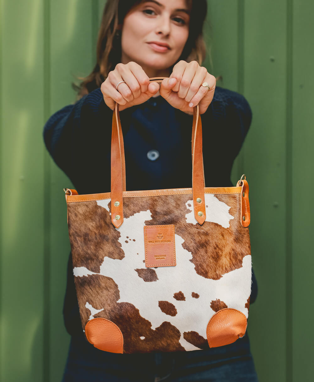 Small Tote - Brown Cow Print