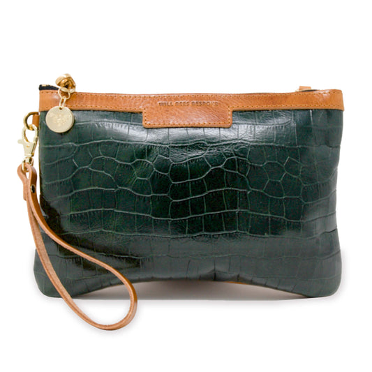 Diana 2 in 1 Clutch - Dark Green Croc