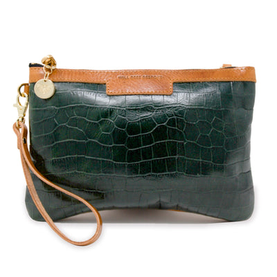 Diana 2 in 1 Clutch - Dark Green Croc