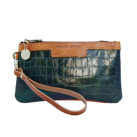 Mini Diana 2 in 1 Clutch - Dark Green Croc