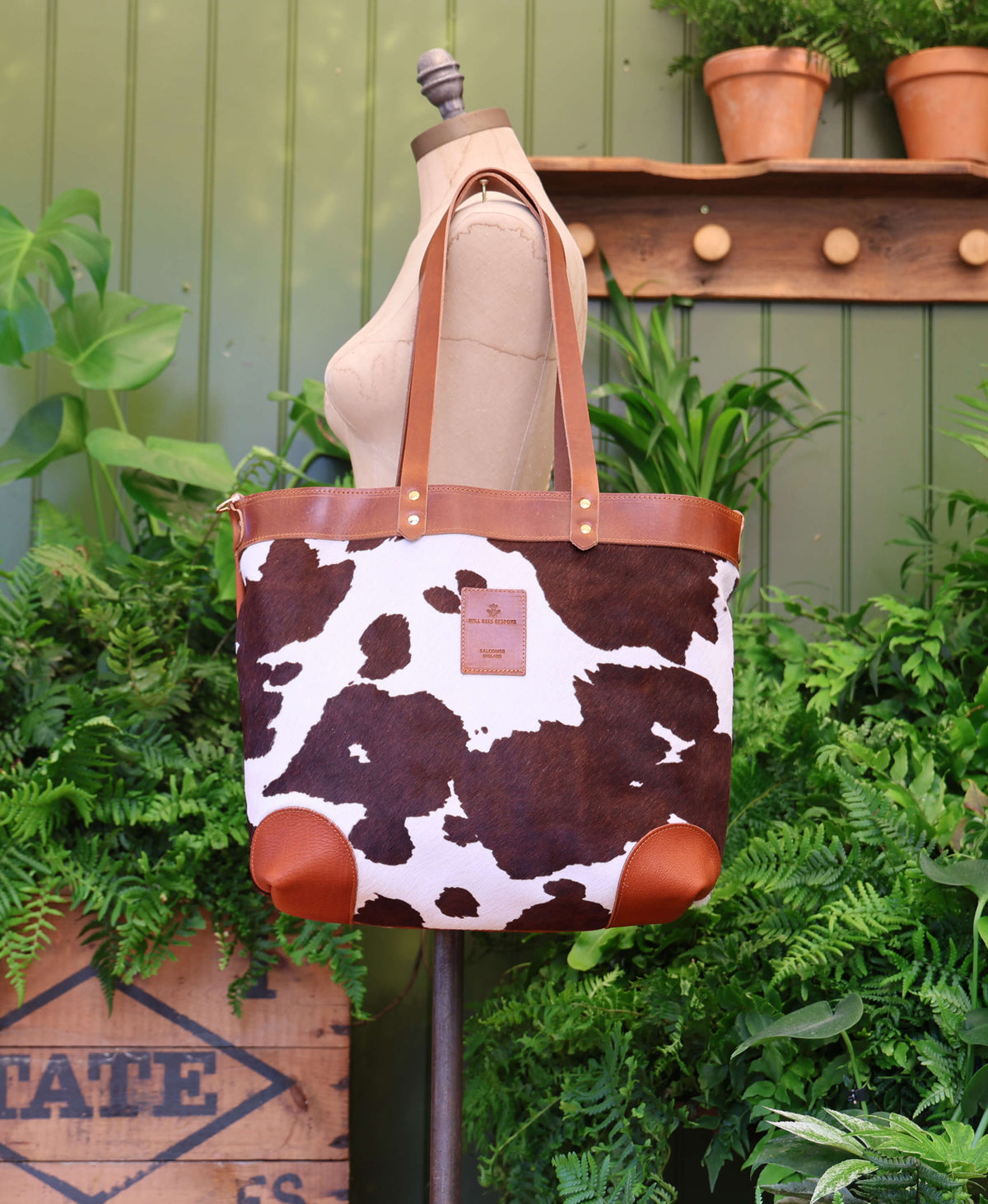 Large Tote - Brown Cow Print