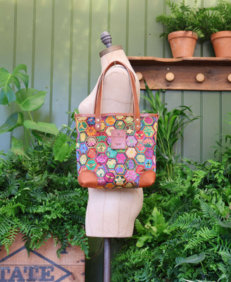 Small Tote - Hexagon Hive in Ivy