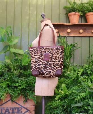 Small Tote - Leopard Print - Brown Leather