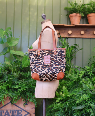 Small Tote - Leopard Print - Tan Leather