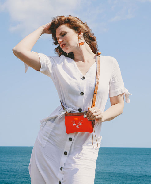 Mini Diana 2 in 1 Clutch - Royal Bee in Coral Velvet - Will Bees Bespoke